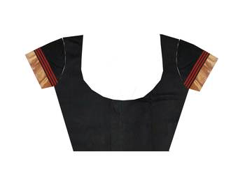 Black hand woven chanderi saree with blouse 5