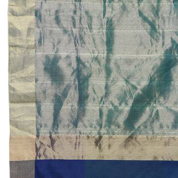 Navy blue hand woven chanderi saree with blouse 5