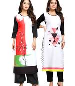 Multicolor printed crepe ethnic-kurtis