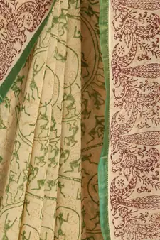 Beige printed viscose saree with blouse