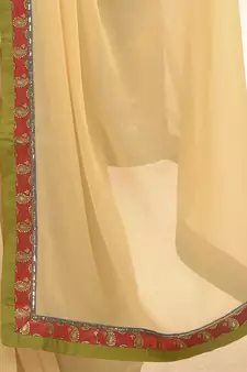Beige embroidered viscose saree with blouse