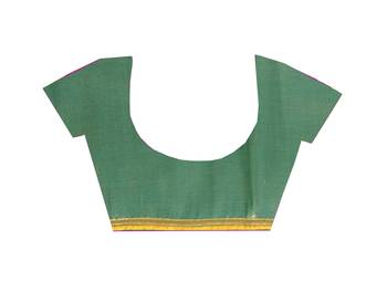 Green embroidered brocade saree with blouse 4