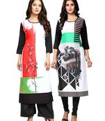 Multicolor printed crepe ethnic-kurtis