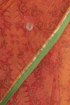 Orange printed net saree with blouse