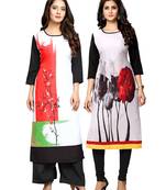 Multicolor printed crepe ethnic-kurtis
