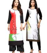 Multicolor printed crepe ethnic-kurtis