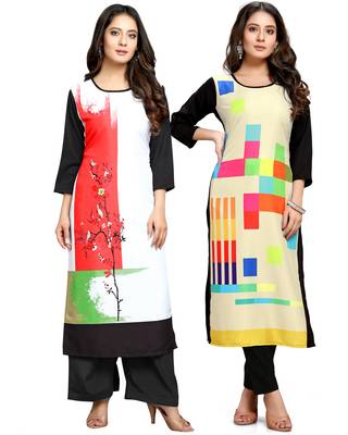 Multicolor printed crepe ethnic-kurtis 1
