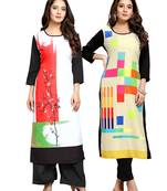 Multicolor printed crepe ethnic-kurtis