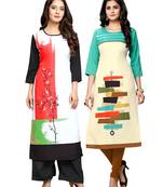 Multicolor printed crepe ethnic-kurtis
