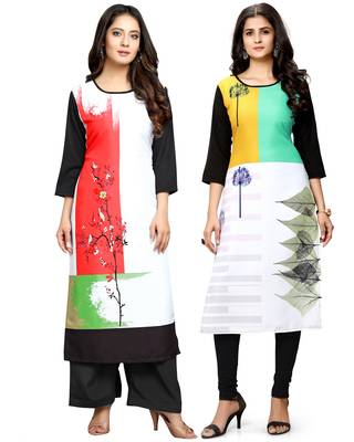 Multicolor printed crepe ethnic-kurtis 1