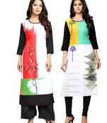 Multicolor printed crepe ethnic-kurtis