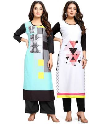 Multicolor printed crepe ethnic-kurtis 1