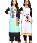 Multicolor printed crepe ethnic-kurtis