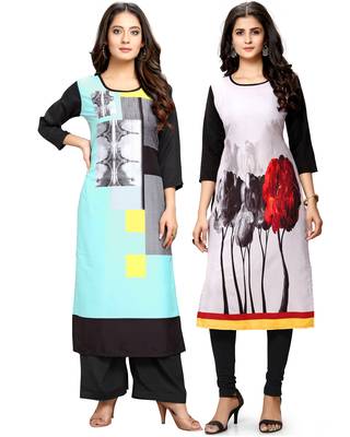 Multicolor printed crepe ethnic-kurtis 1