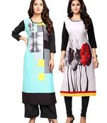Multicolor printed crepe ethnic-kurtis