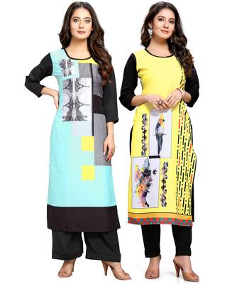 Multicolor printed crepe ethnic-kurtis 1
