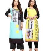 Multicolor printed crepe ethnic-kurtis