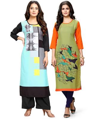 Multicolor printed crepe ethnic-kurtis 1
