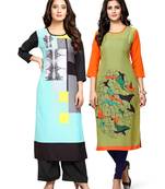 Multicolor printed crepe ethnic-kurtis