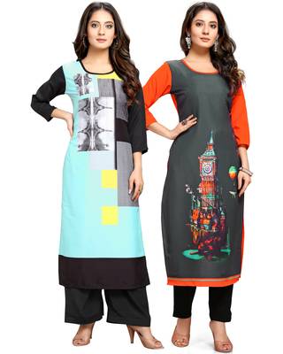 Multicolor printed crepe ethnic-kurtis 1