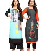 Multicolor printed crepe ethnic-kurtis
