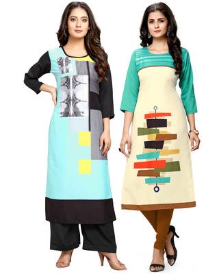 Multicolor printed crepe ethnic-kurtis 1