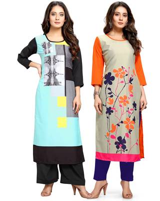 Multicolor printed crepe ethnic-kurtis 1