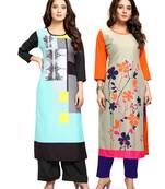 Multicolor printed crepe ethnic-kurtis