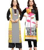 Multicolor printed crepe ethnic-kurtis