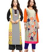 Multicolor printed crepe ethnic-kurtis