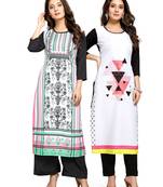 Multicolor printed crepe ethnic-kurtis