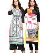 Multicolor printed crepe ethnic-kurtis