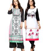 Multicolor printed crepe ethnic-kurtis