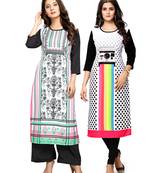 Multicolor printed crepe ethnic-kurtis