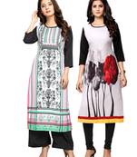 Multicolor printed crepe ethnic-kurtis