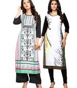 Multicolor printed crepe ethnic-kurtis