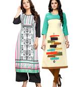 Multicolor printed crepe ethnic-kurtis