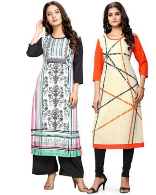 Multicolor printed crepe ethnic-kurtis 1