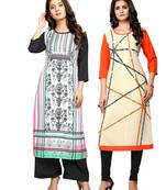 Multicolor printed crepe ethnic-kurtis