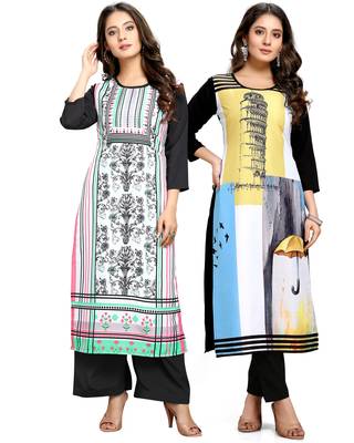 Multicolor printed crepe ethnic-kurtis 1