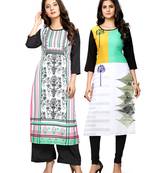 Multicolor printed crepe ethnic-kurtis