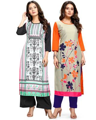 Multicolor printed crepe ethnic-kurtis 1