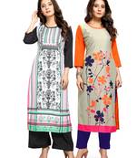 Multicolor printed crepe ethnic-kurtis