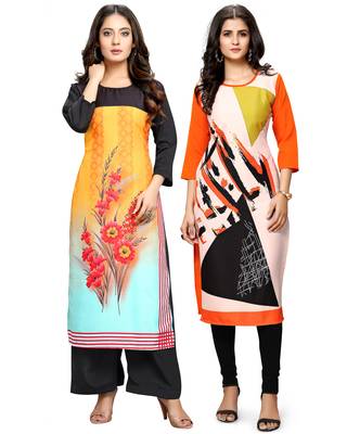 Multicolor printed crepe ethnic-kurtis 1