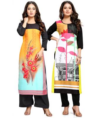 Multicolor printed crepe ethnic-kurtis 1