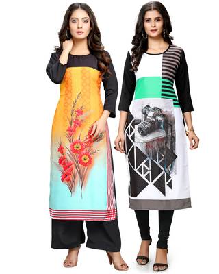 Multicolor printed crepe ethnic-kurtis 1
