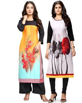 Multicolor printed crepe ethnic-kurtis 1