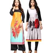 Multicolor printed crepe ethnic-kurtis