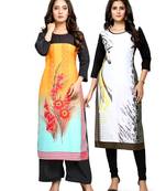 Multicolor printed crepe ethnic-kurtis