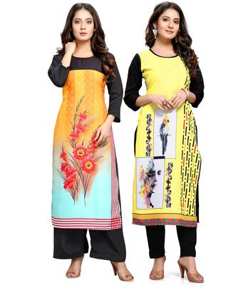 Multicolor printed crepe ethnic-kurtis 1
